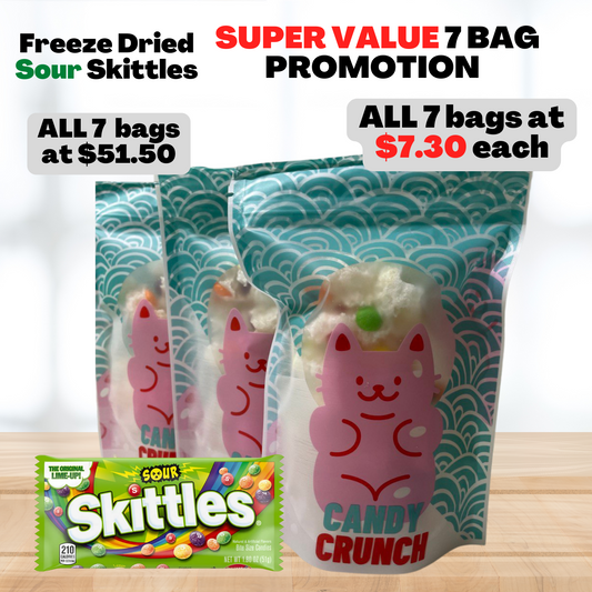 Top item bundle: Freeze Dried Sour skittles Halal 7 bag promotion