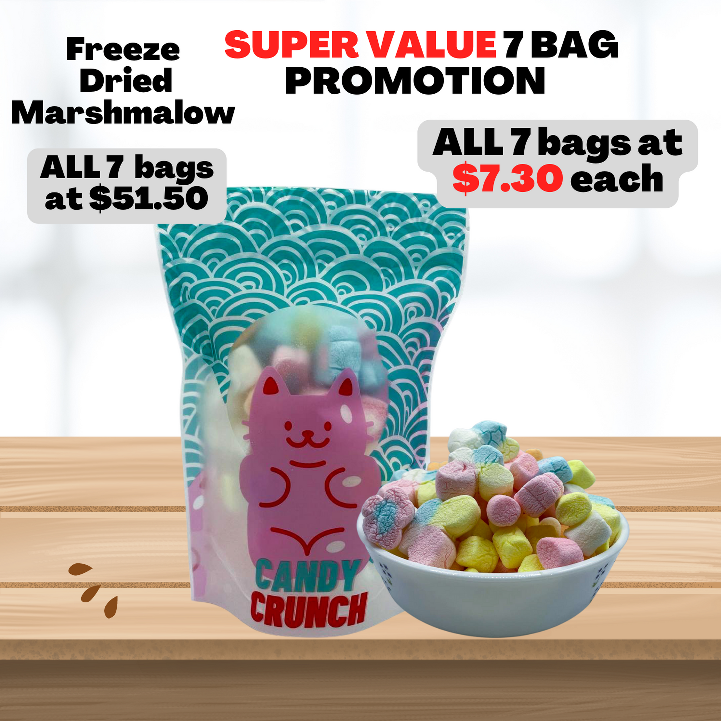 Top item bundle: Freeze Dried marshmallows  Halal 7 bag bundle